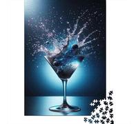 Blue Martini Cocktail Glass-1 Puzzle pour Adultes De 1000 Pièces, 52x38cm/1000pcs, À Compléter en Plusieurs Sessions; Carton Blanc pour Un Tri Facile