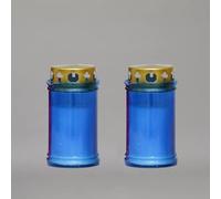 Blue Memorial Candles - Lot de 2 bougies d'extérieur résistantes aux intempéries, à la pluie et au vent, pour tombes et vigiles - Sanctuaire, église et tombe