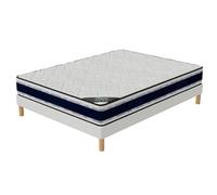 Ensemble Blue Memory Sommier + Matelas 120x200 cm | Hauteur 22 cm | Mousse à mémoire de forme | 4 Pieds | Confort équilibré