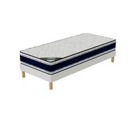 Ensemble Blue Memory Sommier + Matelas 90x200 cm | Hauteur 22 cm | Mousse à mémoire de forme | 4 Pieds | Confort équilibré