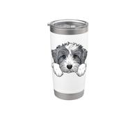 Blue Merle Aussiedoodle Adorable chiot regardant Gobelet isotherme en acier inoxydable double paroi