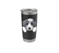 Blue Merle Aussiedoodle Adorable chiot regardant Gobelet isotherme en acier inoxydable double paroi