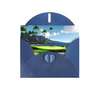 Blue MJHKXLJ Carte de vœux avec impression sur parcours de golf hawaïen nacré - Enveloppe incluse - Parfait pour Noël, les anniversaires, la Saint-Valentin, les mariages et plus encore