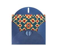 Blue MJHKXLJ Carte de vœux avec imprimé géométrique marocain nacré - Enveloppe incluse - Parfait pour Noël, les anniversaires, la Saint-Valentin, les mariages, et plus encore