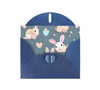 Blue MJHKXLJ Carte de vœux avec imprimé lapin nacré avec enveloppe incluse Idéal pour Noël, anniversaires, Saint-Valentin, mariages, etc