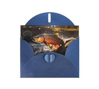 Blue MJHKXLJ Carte de vœux avec imprimé pêche à la mouche et à la truite avec enveloppe incluse Idéal pour Noël, les anniversaires, la Saint-Valentin, les mariages, etc