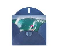 Blue MJHKXLJ Carte de vœux avec imprimé Surfer People nacré - Enveloppe incluse - Parfait pour Noël, les anniversaires, la Saint-Valentin, les mariages, et plus encore