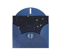 Blue MJHKXLJ Carte de vœux nacrée avec étoiles dorées dans le ciel nocturne - Enveloppe incluse - Parfait pour Noël, les anniversaires, la Saint-Valentin, les mariages, et plus encore