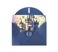 Blue MJHKXLJ Carte de vœux nacrée avec impression château de conte de fées - Enveloppe incluse - Parfait pour Noël, les anniversaires, la Saint-Valentin, les mariages et plus encore