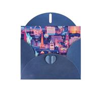 Blue MJHKXLJ Carte de vœux nacrée avec impression de ville de Las Vegas - Enveloppe incluse - Parfait pour Noël, anniversaires, Saint-Valentin, mariages et plus encore