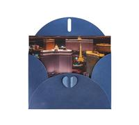 Blue MJHKXLJ Carte de vœux nacrée avec impression de ville de Las Vegas - Enveloppe incluse - Parfait pour Noël, anniversaires, Saint-Valentin, mariages et plus encore