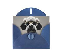 Blue MJHKXLJ Carte de vœux nacrée avec imprimé caniche français - Enveloppe incluse - Parfait pour Noël, les anniversaires, la Saint-Valentin, les mariages, et plus encore