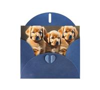 Blue MJHKXLJ Carte de vœux nacrée avec imprimé chiots Golden Retriever - Enveloppe incluse - Parfait pour Noël, les anniversaires, la Saint-Valentin, les mariages et plus encore