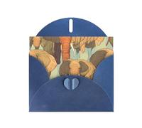 Blue MJHKXLJ Carte de vœux nacrée avec imprimé éléphant africain - Enveloppe incluse - Parfait pour Noël, les anniversaires, la Saint-Valentin, les mariages, et plus encore