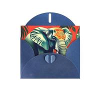 Blue MJHKXLJ Carte de vœux nacrée avec imprimé éléphant tropical africain - Enveloppe incluse - Parfait pour Noël, les anniversaires, la Saint-Valentin, les mariages, et plus encore