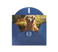 Blue MJHKXLJ Carte de vœux nacrée avec imprimé Golden Retriever - Enveloppe incluse - Parfait pour Noël, les anniversaires, la Saint-Valentin, les mariages, et plus encore