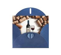 Blue MJHKXLJ Carte de vœux nacrée avec imprimé liège de vin - Enveloppe incluse - Parfait pour Noël, les anniversaires, la Saint-Valentin, les mariages, et plus encore