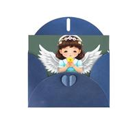 Blue MJHKXLJ Carte de vœux nacrée avec imprimé mignon petit ange - Enveloppe incluse - Parfait pour Noël, les anniversaires, la Saint-Valentin, les mariages, et plus encore
