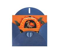 Blue MJHKXLJ Carte de vœux nacrée avec imprimé Turquie sur voiture citrouille - Enveloppe incluse - Parfait pour Noël, les anniversaires, la Saint-Valentin, les mariages et plus encore