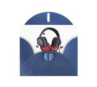 Blue MJHKXLJ Headphones that listen to your heart Prints Carte de vœux nacrée - Enveloppe incluse - Parfait pour Noël, les anniversaires, la Saint-Valentin, les mariages, et plus encore
