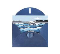 Blue MJHKXLJ Waves lapping at the rocks Carte de vœux nacrée - Enveloppe incluse - Parfait pour Noël, les anniversaires, la Saint-Valentin, les mariages, et plus encore