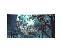 Blue Moon Bannière et panneau personnalisés pour décoration murale intérieure et extérieure avec œillets - Poster pour événement, fête d'anniversaire