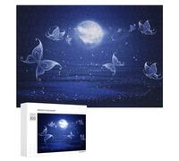 Blue Moon Butterfly Night Sky, 300 PCS Jeu D’Assemblage en Bois, Cadeau D’Anniversaire, pour Jouer Seul Ou À Plusieurs