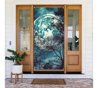 Blue Moon Couverture de porte Décoration de porte d'entrée Bannière à suspendre Fond photo Printemps Été Décor saisonnier Bannière de porche Panneau pour Intérieur Extérieur Jardin Vacances 183 x 90