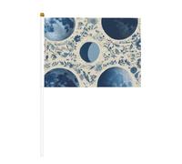 Blue Moon Design02 Lot de 6 petits drapeaux à main pour défilés, Mardi Gras, bannière personnalisée