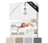 BLUE MOON Drap-housse de luxe - 140 - 160 x 200 cm - Jersey - 96 % coton/4 % élasthanne - 190 g/m² - Hauteur de bonnet : 30 cm - Caoutchouté sur tout le pourtour - Convient pour lit boxspring