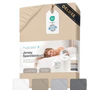 BLUE MOON Drap-housse de luxe - 180 - 200 x 200 cm - Jersey - 96 % coton/4 % élasthanne - 190 g/m² - Hauteur de 30 cm - Caoutchouc sur tout le pourtour - Convient pour lit boxspring - Certifié Öko-Tex