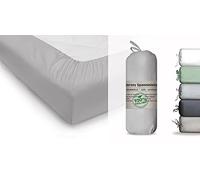 BLUE MOON Drap-housse en jersey de coton bio certifié GOTS - Ökotex Made in Green (pierre, 180-200 x 200 cm)