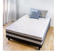 BLUE MOON Lit Complet 160x200 cm Matelas 21cm 2 Faces Mémoire de Forme + Sommier Tapissier Noir. Fabrication belge, Garantie 5 ans