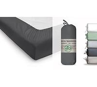 BLUE MOON Lot de 2 draps-housses en jersey de coton biologique certifié GOTS - Ökotex Made in Green (graphite, Lot de 2 - 90-100 x 200 cm)