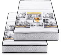 BLUE MOON Lot de 2 Matelas Mousse 90x190 New York 5 Zones de Confort Soutien Ferme Épaisseur 15cm Housse Hypoallergénique Fabriqué en Belgique