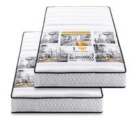 BLUE MOON Lot de 2 Matelas Mousse 90x190 New York - Mousse profilée 5 Zones de Confort - Soutien Ferme - 15cm - Fabriqué en Belgique