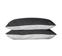BLUE MOON Lot de 2 taies d'oreiller réversibles en satin de coton Mako - Couleur unie - Taie d'oreiller - 40 x 80 cm - Fabriqué en UE - Lot de 2 taies d'oreiller gris clair/anthracite
