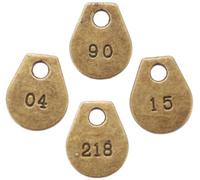 Blue Moon Madame Delphine-Feets Breloques en métal, étiquettes de bagages, laiton oxydé, 4/emballage