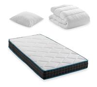 BLUE MOON Pack ATM Matelas Premium Atmosphere 90x190cm + 1 Couette + 1 Oreiller. 7 Zones de Confort, Epaisseur 19 cm. Ressorts ensachés. Fabriqué en Belgique. Matelas Garantie 10 Ans