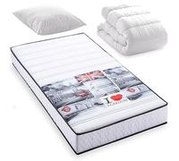 BLUE MOON Pack Bridge Matelas 90x190 London + Couette + Oreiller. 5 Zones de Confort. Épaisseur 15cm - Fabriqué en Belgique