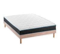 BLUE MOON Pack Matelas Atmosphere 140x190 + Sommier ECO EASYKIT Chêne Clair - 7 Zones de Confort. Epaisseur 19 cm. Ressorts Ensachés. Fabrication Belge - Garantie 10 Ans