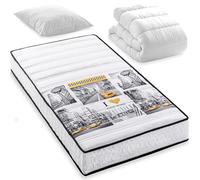 BLUE MOON Pack Soho Matelas Mousse New York 90x190 + 1 Couette + 1 Oreiller. Mousse profilée 5 Zones de Confort. Épaisseur 15cm - Fabriqué en Belgique