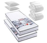 BLUE MOON Pack Westend- Lot de 2 Matelas London Mousse 90x190 + 2X Couettes + 2X Oreillers- Fabriqué en Belgique
