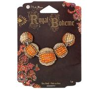 Blue Moon Royal Boheme Lot de 5 perles rondes en verre Orange