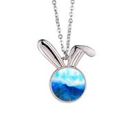 Blue Mountain Peinture Art Lapin Collier Pendentif Lapin Animal Bijoux Cadeau