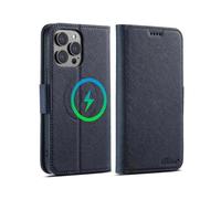 (Blue, Multicolor) SUTENI J08 For iPhone 14 Pro Max Case Compatible with MagSafe Cross Texture Leather Wallet Phone Cov