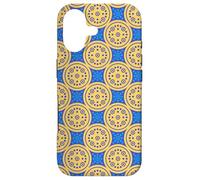 Blue Mustard Yellow Dot Circle Celestial Sun Stars Folk Art Coque pour iPhone 17