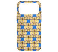 Blue Mustard Yellow Dot Circle Celestial Sun Stars Folk Art Coque pour iPhone 17 Pro Max
