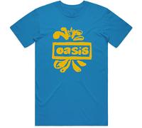 Blue Oasis Liam and Noel Gallagher Gold Logo Autorisé T-shirt Hommes