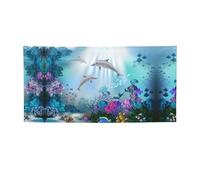 Blue Ocean Bannière en vinyle personnalisable Motif poissons sous-marins Pour intérieur et extérieur Décorations de fête